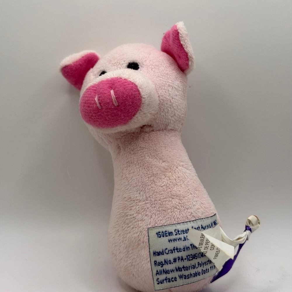 Beverly Hills Teddy Bear Company Pink Pig Plush Stuffed Animal Small Rattle